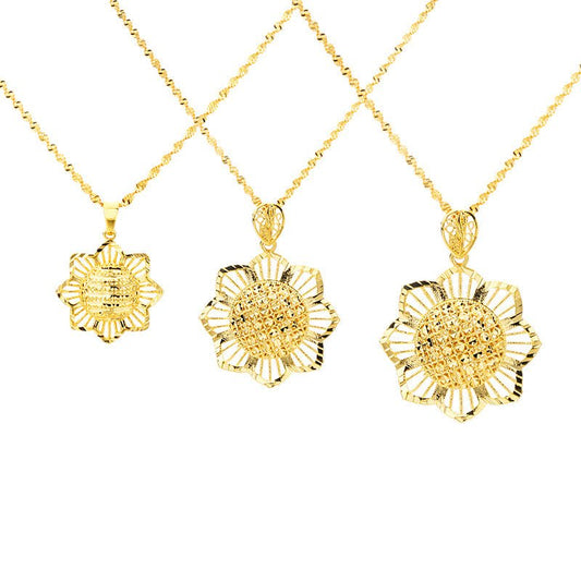 Gold Sunflower Pendant Necklace for Women – Retro Ethnic Jewelry Gift Pakistan - MK Fashionclub