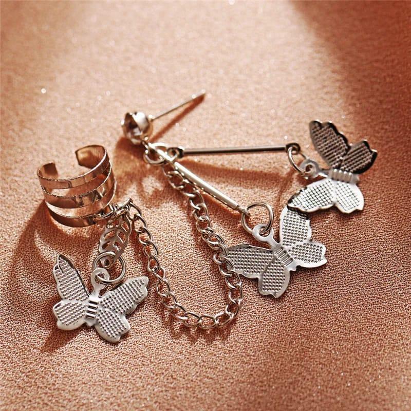 MK Fashionclub | Butterfly Tassel Ear Cuff & Stud Earring Set - MK Fashionclub