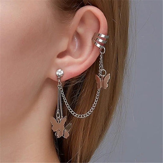 MK Fashionclub | Butterfly Tassel Ear Cuff & Stud Earring Set - MK Fashionclub