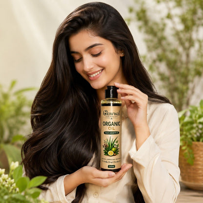 Glowwal Organic Hair Growth Oil, Nourish, Strengthen & Revitalise (200ml) - MK Fashionclub