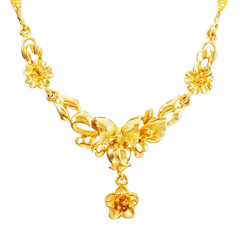 Gold Flower Necklace for Women – Wedding Collarbone Chain Elegant Jewelry Pakistan - MK Fashionclub