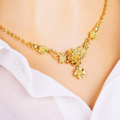 Gold Flower Necklace for Women – Wedding Collarbone Chain Elegant Jewelry Pakistan - MK Fashionclub