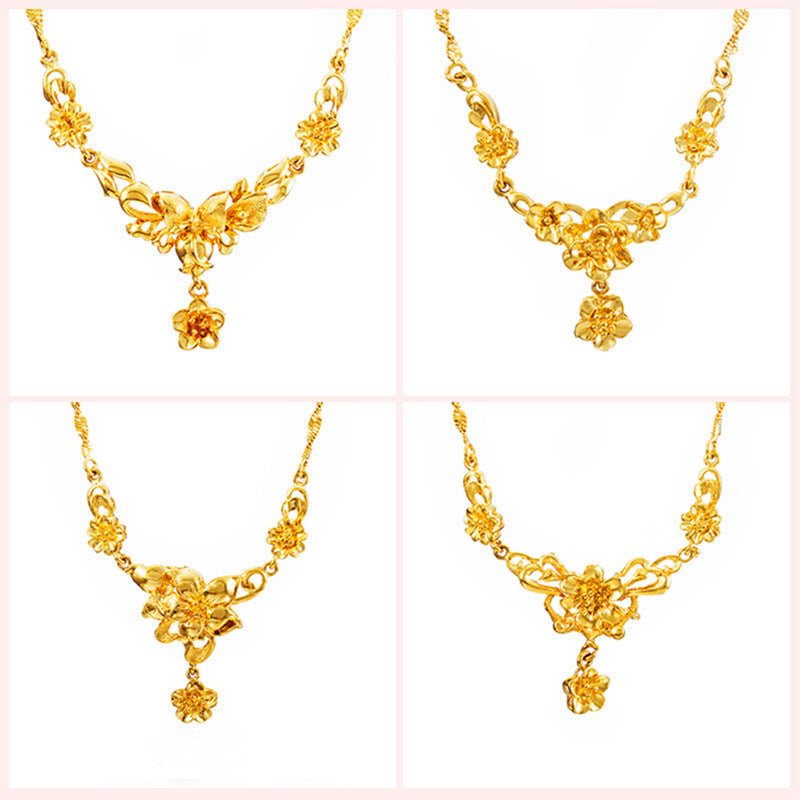 Gold Flower Necklace for Women – Wedding Collarbone Chain Elegant Jewelry Pakistan - MK Fashionclub