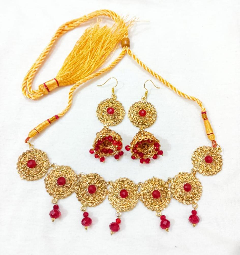 Gold Plated Bridal Choker Set with Earrings – Wedding Jewelry Set for Women Pakistan - MK Fashionclub