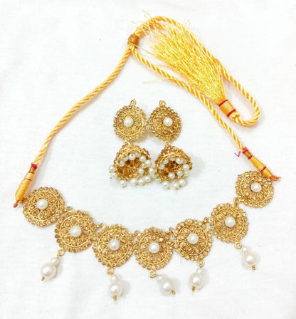 Gold Plated Bridal Choker Set with Earrings – Wedding Jewelry Set for Women Pakistan - MK Fashionclub