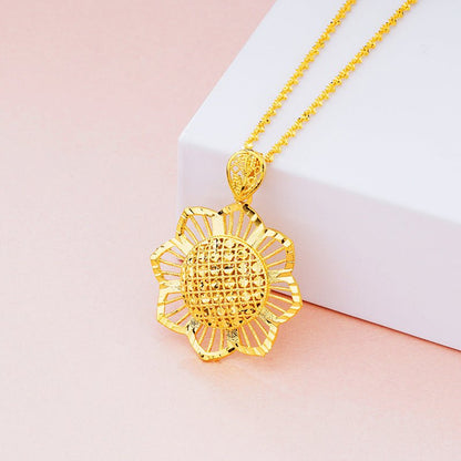 Gold Sunflower Pendant Necklace for Women – Retro Ethnic Jewelry Gift Pakistan - MK Fashionclub
