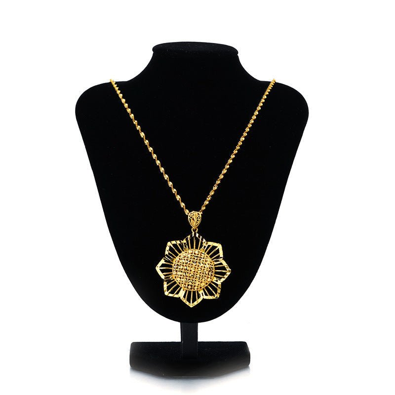 Gold Sunflower Pendant Necklace for Women – Retro Ethnic Jewelry Gift Pakistan - MK Fashionclub