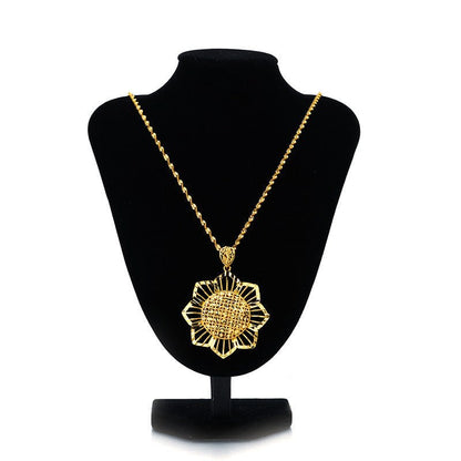 Gold Sunflower Pendant Necklace for Women – Retro Ethnic Jewelry Gift Pakistan - MK Fashionclub