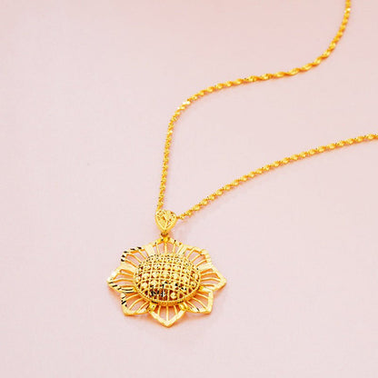 Gold Sunflower Pendant Necklace for Women – Retro Ethnic Jewelry Gift Pakistan - MK Fashionclub