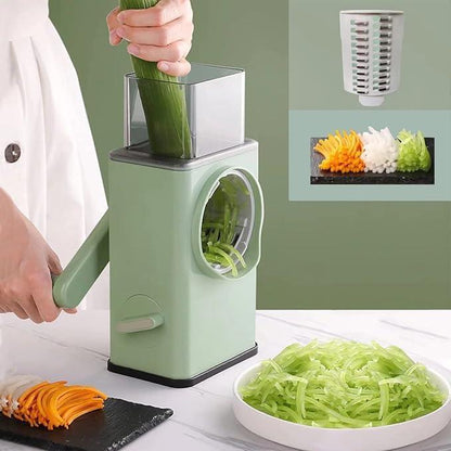 Green Manual Food Chopper with 3 Blades – Hand Pull Vegetable Cutter Kitchen Tool Pakistan - MK Fashionclub
