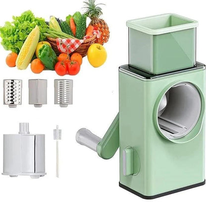 Green Manual Food Chopper with 3 Blades – Hand Pull Vegetable Cutter Kitchen Tool Pakistan - MK Fashionclub