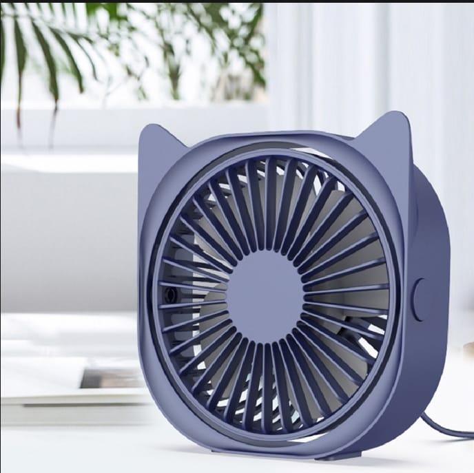 Mini Cat Ear USB Rechargeable Desk Fan – 360° Portable Cooling Fan Blue Pakistan - MK Fashionclub