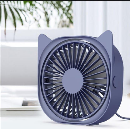 Mini Cat Ear USB Rechargeable Desk Fan – 360° Portable Cooling Fan Blue Pakistan - MK Fashionclub