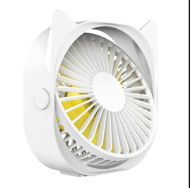 Mini Cat Ear USB Rechargeable Desk Fan – 360° Portable Cooling Fan Blue Pakistan - MK Fashionclub