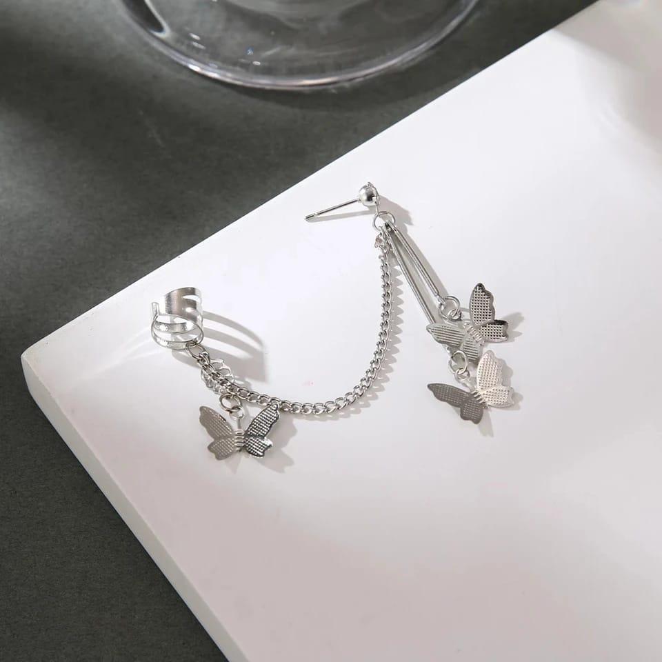 MK Fashionclub | Butterfly Tassel Ear Cuff & Stud Earring Set - MK Fashionclub