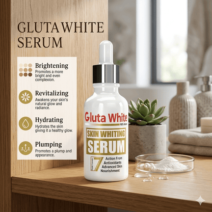 Original Gluta White Skin Whitening Serum 30ml – Brightening & Even Tone Face Serum - MK Fashionclub