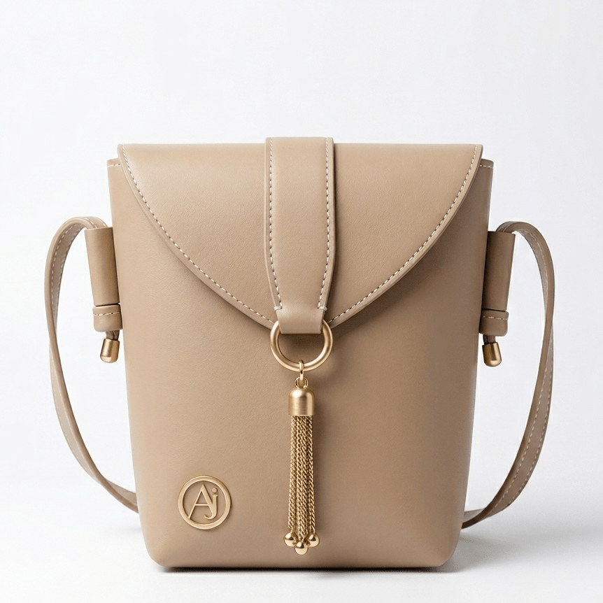 Premium PU Leather Crossbody Bag with Tassel Detail – Off - White - MK Fashionclub