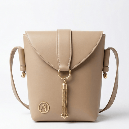 Premium PU Leather Crossbody Bag with Tassel Detail – Off - White - MK Fashionclub