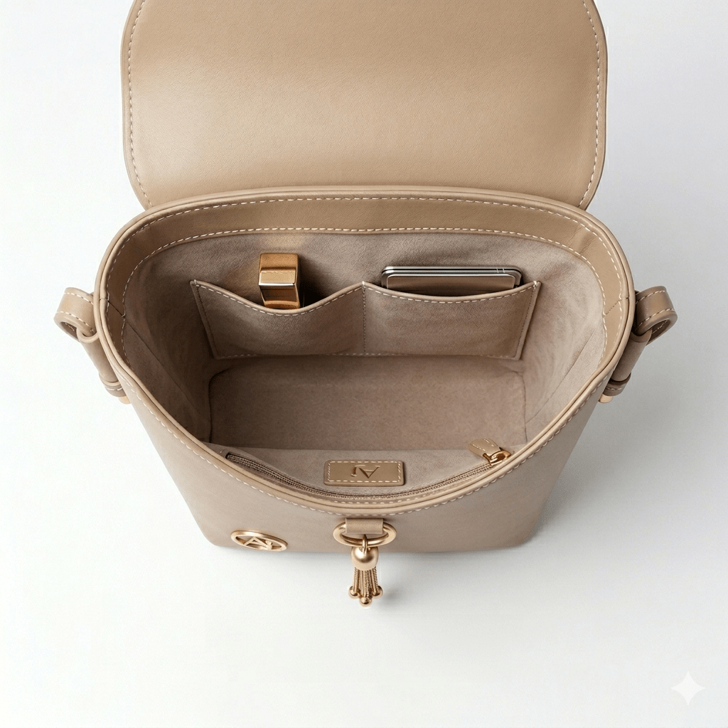 Premium PU Leather Crossbody Bag with Tassel Detail – Off - White - MK Fashionclub