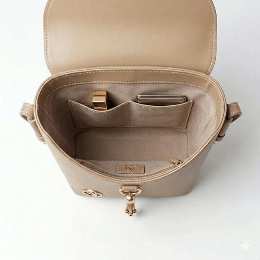 Premium PU Leather Crossbody Bag with Tassel Detail – Off - White - MK Fashionclub